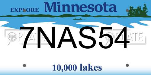 7NAS54 Minnesota License Plate
