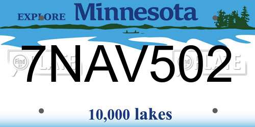 7NAV502 Minnesota License Plate