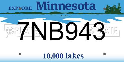 7NB943 Minnesota License Plate