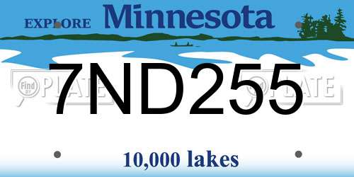 7ND255 Minnesota License Plate