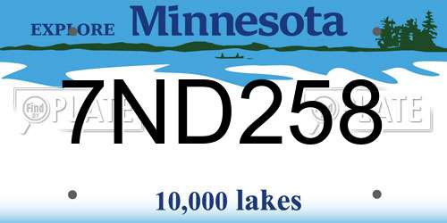 7ND258 Minnesota License Plate