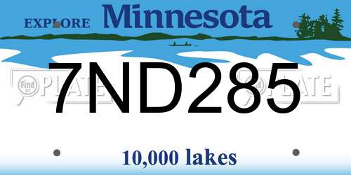 7ND285 Minnesota License Plate