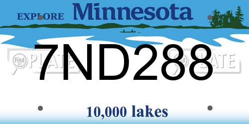 7ND288 Minnesota License Plate