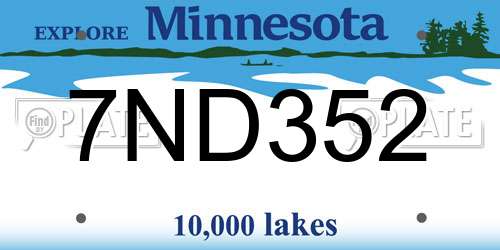 7ND352 Minnesota License Plate