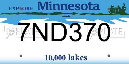 7ND370 Minnesota License Plate