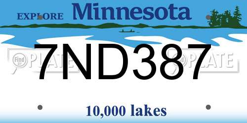 7ND387 Minnesota License Plate