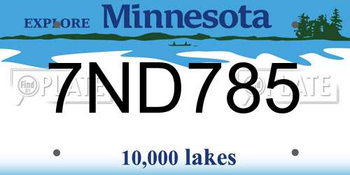 7ND785 Minnesota License Plate