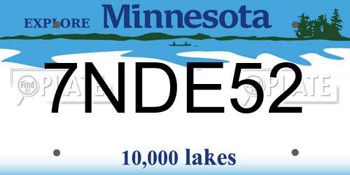 7NDE52 Minnesota License Plate