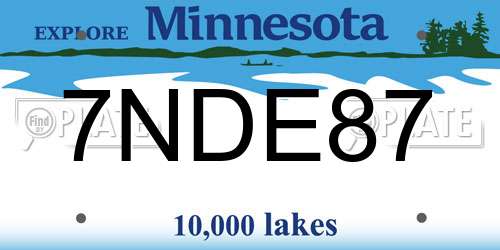 7NDE87 Minnesota License Plate