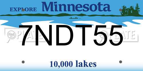 7NDT55 Minnesota License Plate