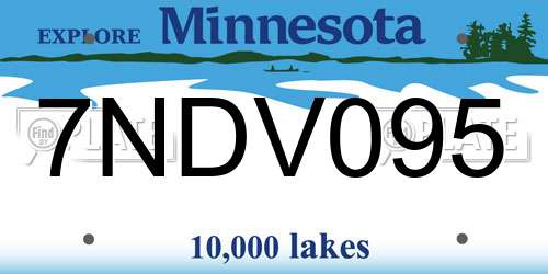 7NDV095 Minnesota License Plate