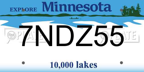 7NDZ55 Minnesota License Plate