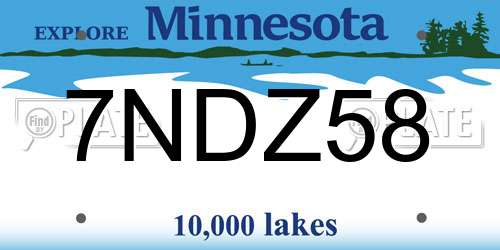 7NDZ58 Minnesota License Plate