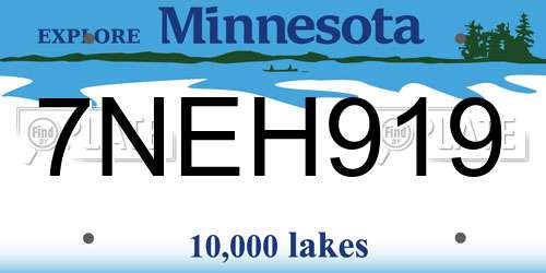 7NEH919 Minnesota License Plate