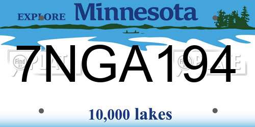 7NGA194 Minnesota License Plate