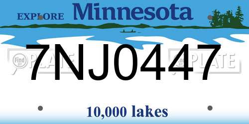 7NJ0447 Minnesota License Plate