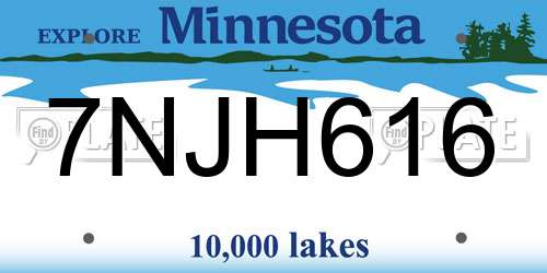 7NJH616 Minnesota License Plate