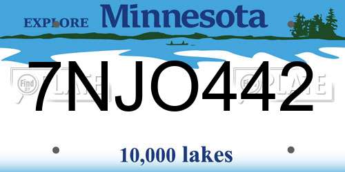 7NJO442 Minnesota License Plate