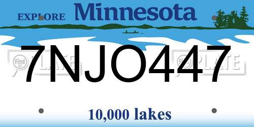 7NJO447 Minnesota License Plate
