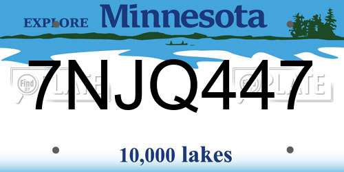 7NJQ447 Minnesota License Plate