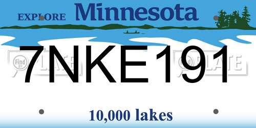 7NKE191 Minnesota License Plate