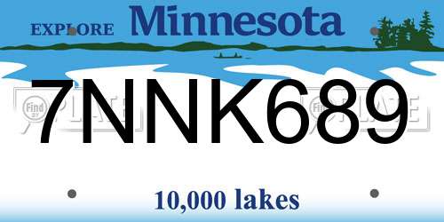 7NNK689 Minnesota License Plate
