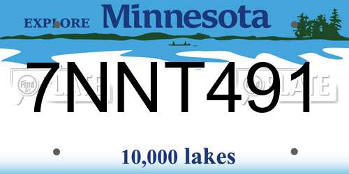 7NNT491 Minnesota License Plate