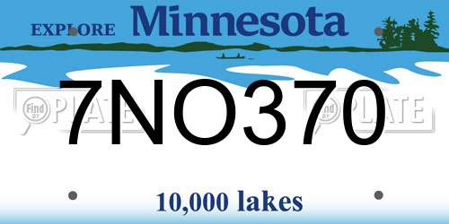 7NO370 Minnesota License Plate