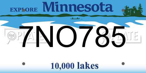 7NO785 Minnesota License Plate