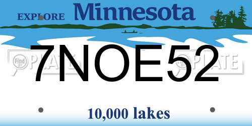 7NOE52 Minnesota License Plate