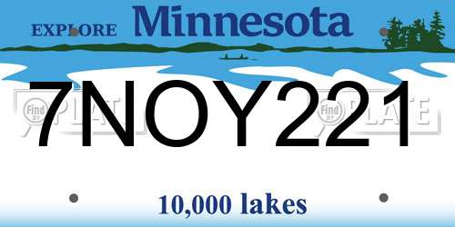 7NOY221 Minnesota License Plate