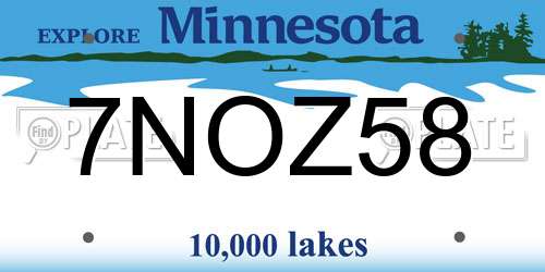 7NOZ58 Minnesota License Plate