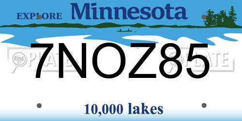 7NOZ85 Minnesota License Plate