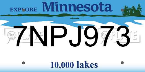 7NPJ973 Minnesota License Plate