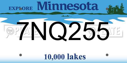 7NQ255 Minnesota License Plate