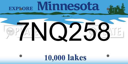 7NQ258 Minnesota License Plate