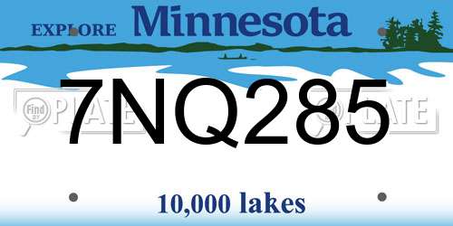 7NQ285 Minnesota License Plate
