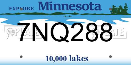 7NQ288 Minnesota License Plate