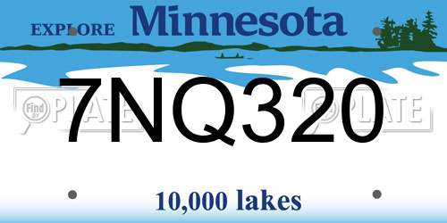 7NQ320 Minnesota License Plate