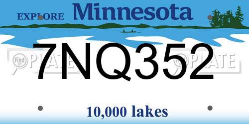 7NQ352 Minnesota License Plate