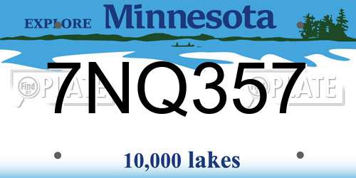 7NQ357 Minnesota License Plate
