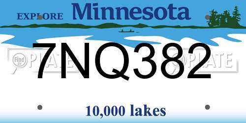 7NQ382 Minnesota License Plate