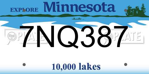 7NQ387 Minnesota License Plate