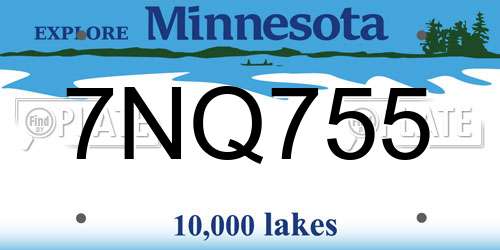 7NQ755 Minnesota License Plate
