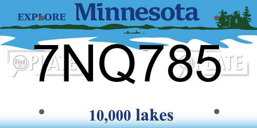 7NQ785 Minnesota License Plate