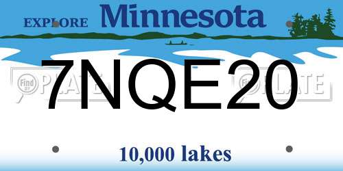 7NQE20 Minnesota License Plate
