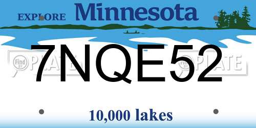 7NQE52 Minnesota License Plate