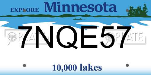 7NQE57 Minnesota License Plate