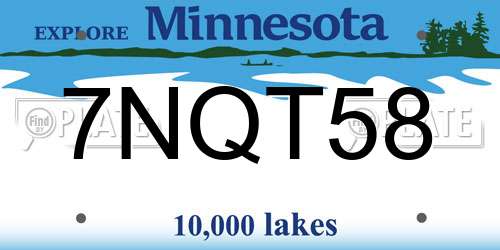 7NQT58 Minnesota License Plate