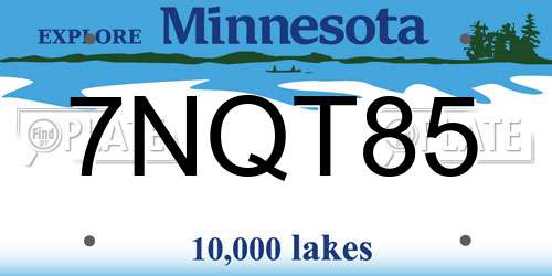 7NQT85 Minnesota License Plate